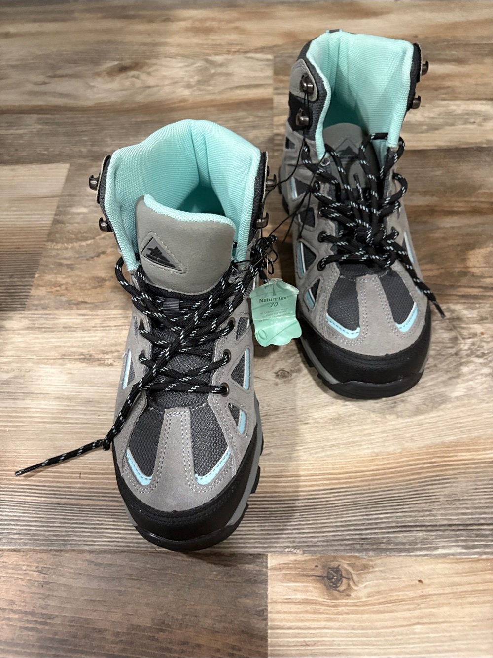 Women’s Gray and Teal Hiking Boots - Durable Outdoor Support